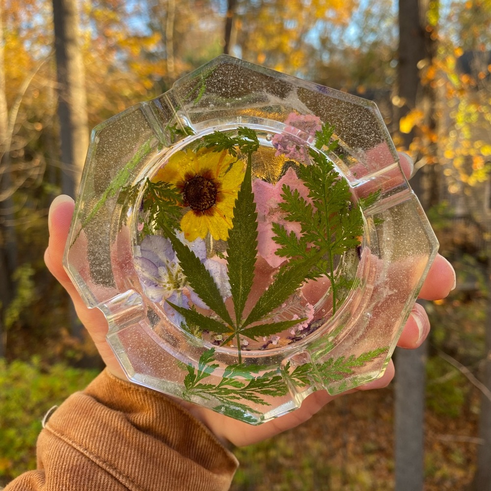 Handmade resin cannabis ashtray